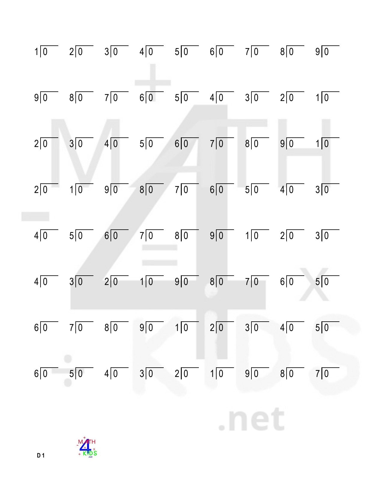 100 Division Worksheets 100 Multiplication And 100 Division Questions